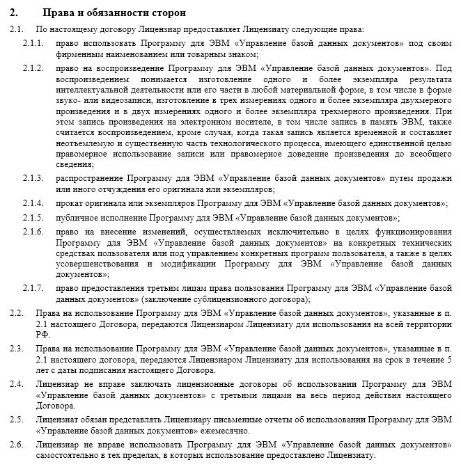 Лицензионный договор (исключительная лицензия)